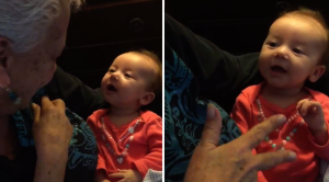 Watch 8-Week-Old Baby Smile As Deaf Grandma Teaches Her Sign Language