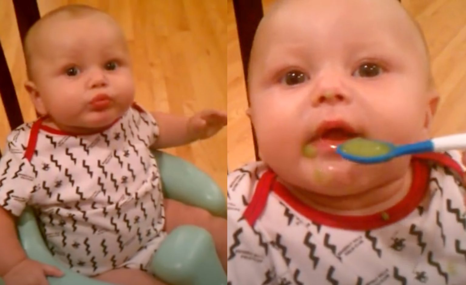 Baby Jeremiah having his first taste of greenbeans – News 412 Media